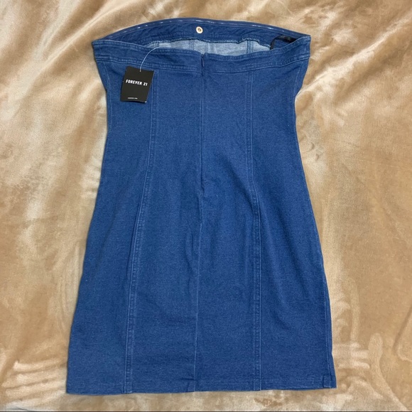 NEW Forever 21 Strapless Denim Dress - Picture 3 of 8